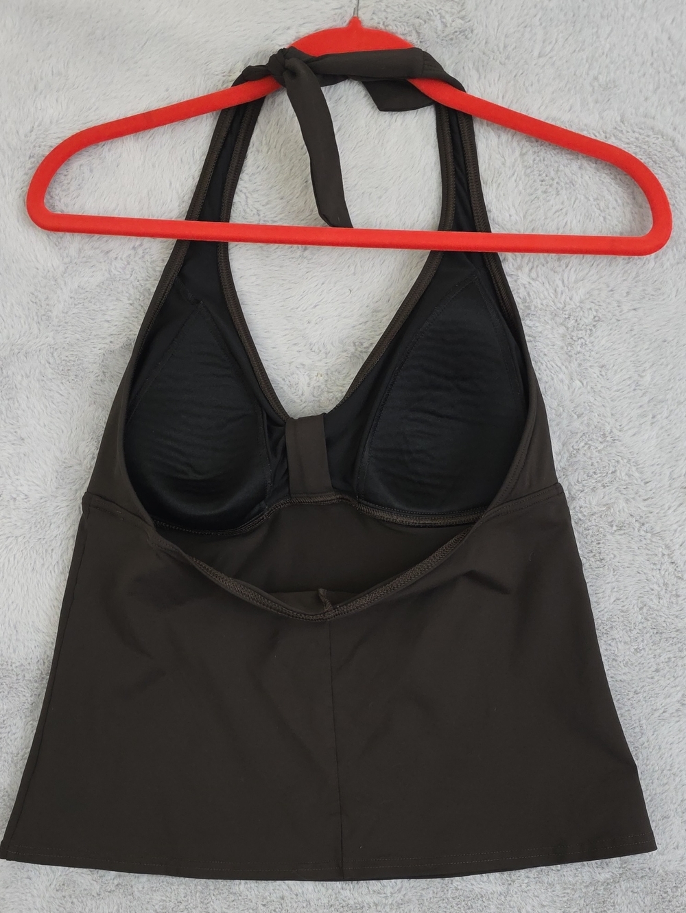 Lands' End Black Halter Tankini Swim Top Size 10 Shelf Bra Tummy Control - Picture 3 of 6